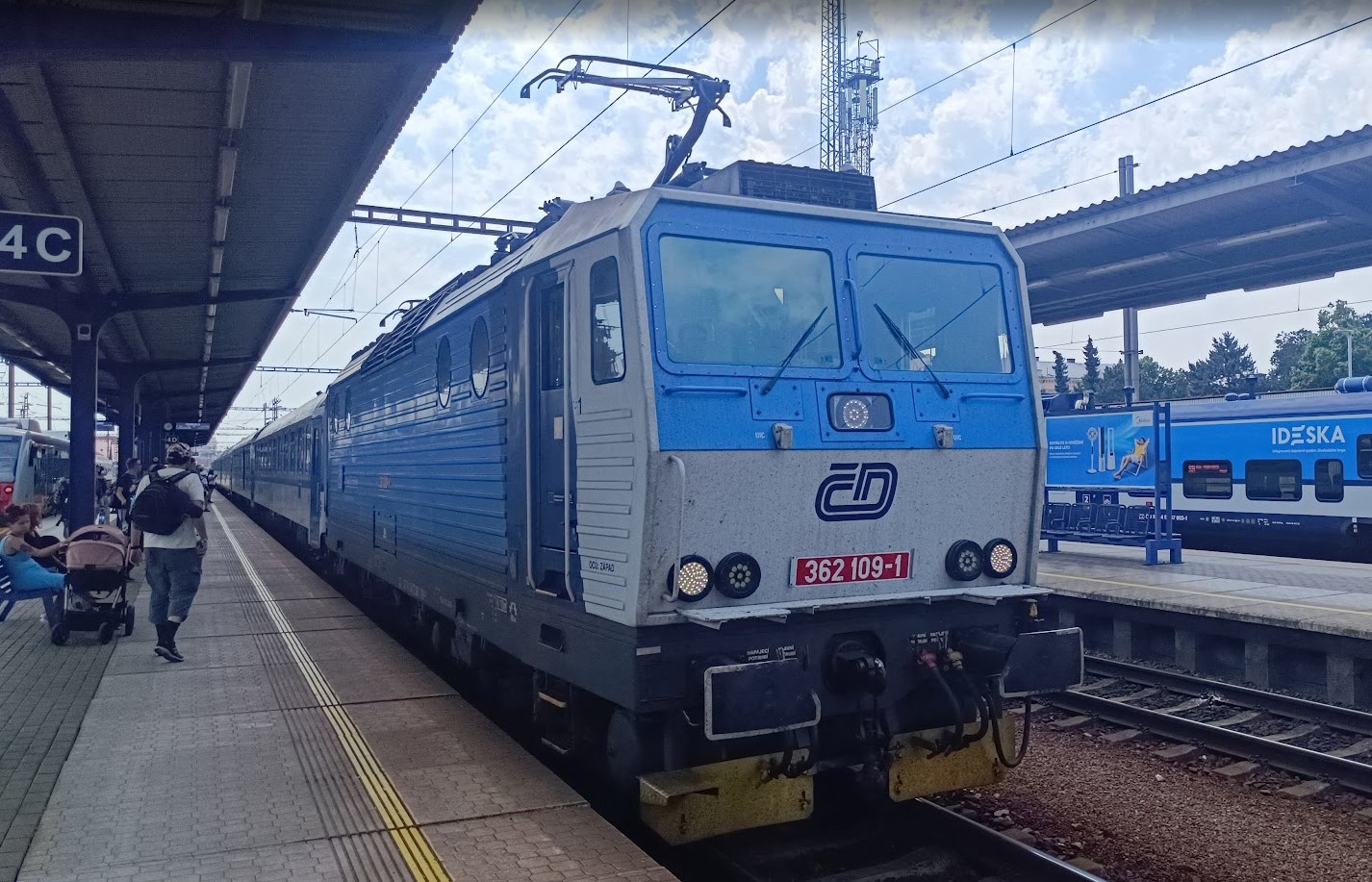 Czech Railways passenger train at a station in the Czech Republic