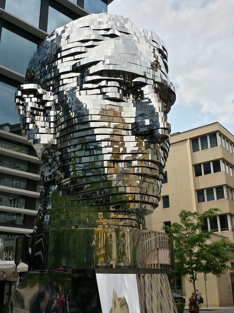 Franz Kafka rotating head sculpture by David Černý Prague