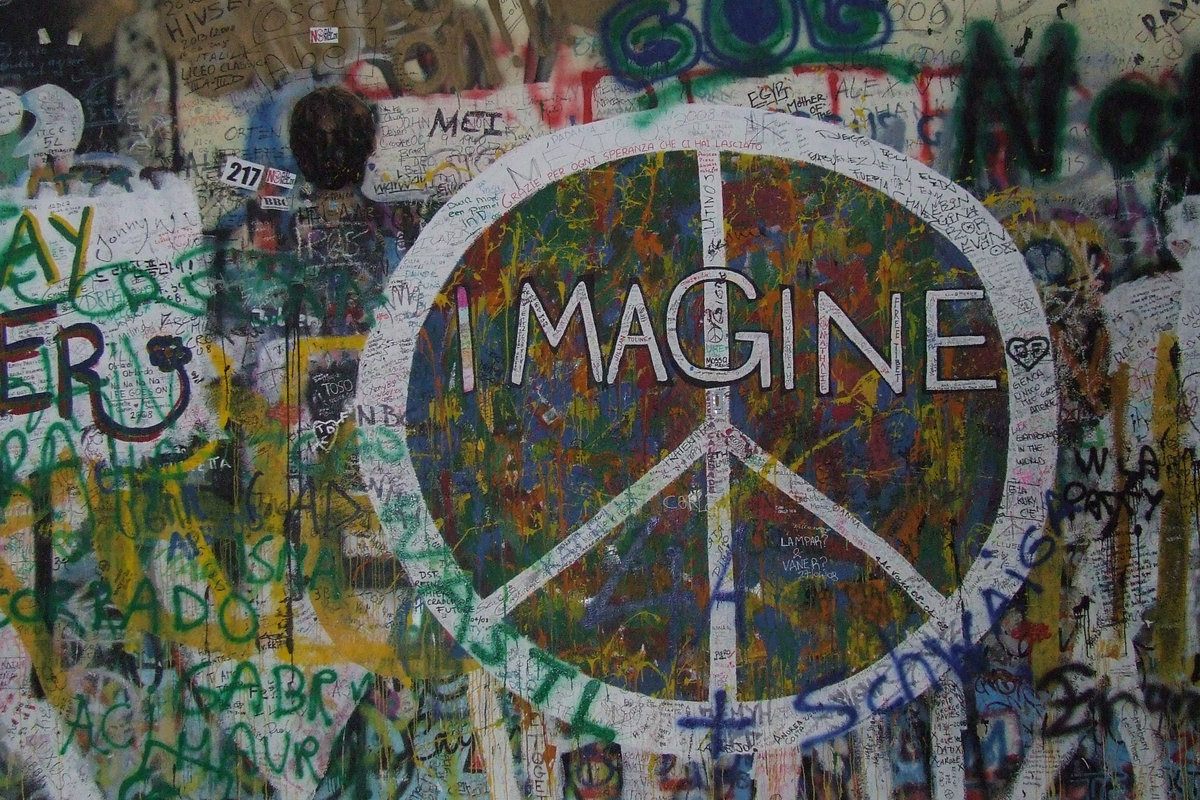 John Lennon Wall Prague 2008 — Imagine Peace graffiti