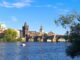 Historic Charles Bridge crossing the Vltava River in Prague, Czech Republic