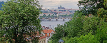 View to the Vltava the river and briges of Prague from Vysegrad