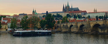 Prague Castle and Charles bridge after sunset